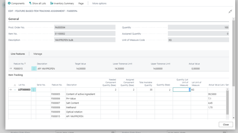 Screenshots of Active Ingredients out of Manufacturing App