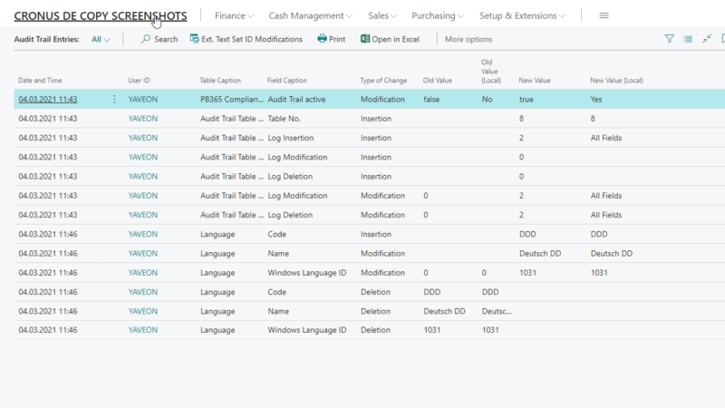 Screenshot of the compliance app from the audit trail posts