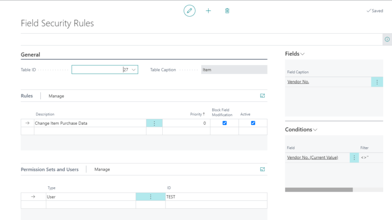 Screenshot of the field safety rules from the compliance app.