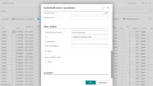 Screenshot Artikelkalkulation berechnen aus Costing App