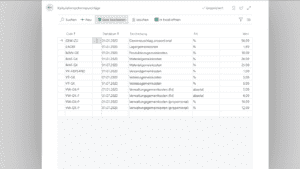 Screenshot der Kalkulationsschemazuschläge aus Costing App