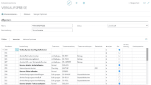 Screenshot von Kalkulationsschema der Verkaufspreise aus Costing App