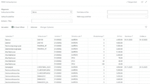 Screenshot der Verkaufspreistabelle aus Trade App