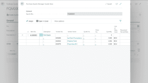 Screenshot out of Purchase Quote Manager