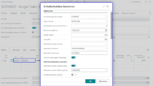 Screenshot Artikelkalkulation berechnen aus Costing App