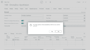 Screenshot of Sales Tolerances