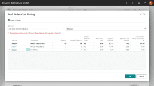 Screenshot Released Production Order of Joint Production App