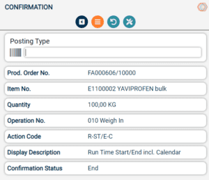 Screenshot of plant data acquisition output due to scanning a product code