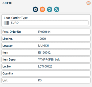 Screenshot of plant data acquisition output due to scanning a product code