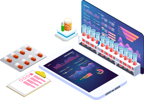 Various data visualizations and equipment from medical technology