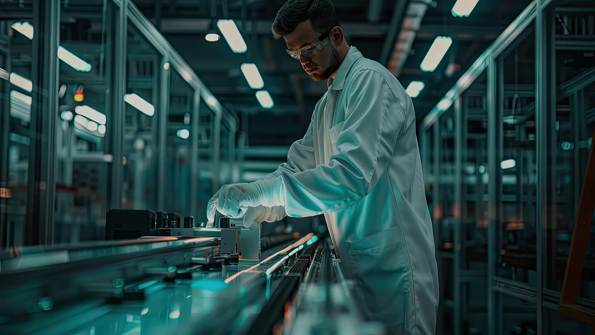 Engineer in the laboratory with modern manufacturing technology.