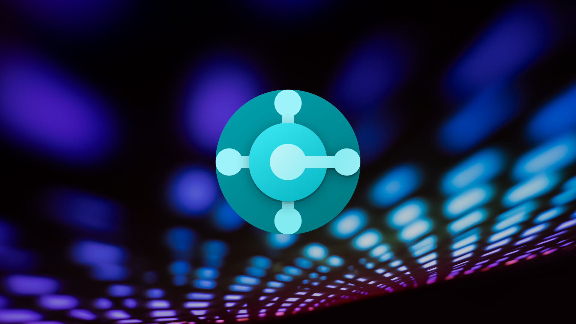 Business Central Logo vor buntem, verschwommenem Lichtmuster