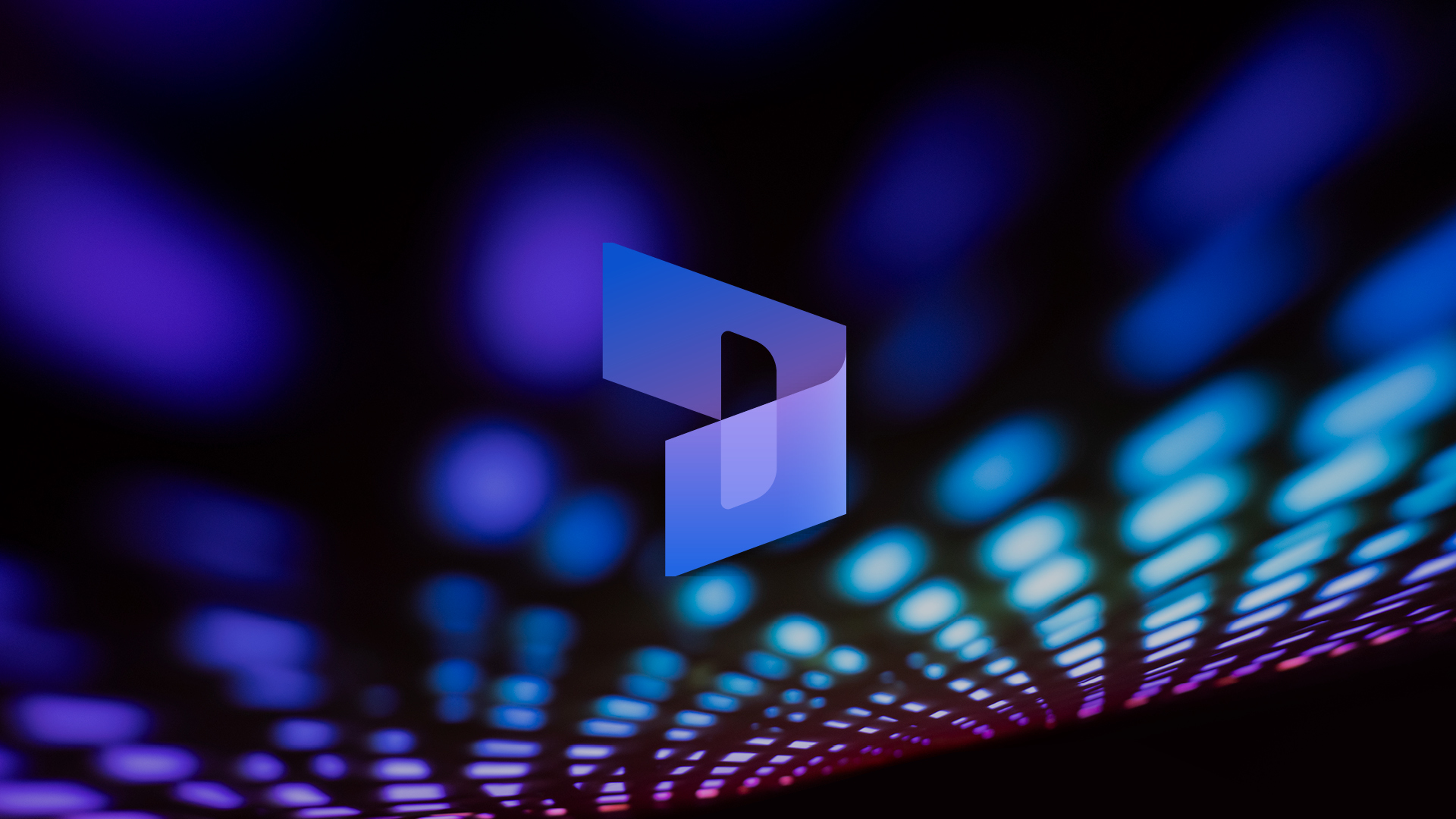 Microsoft Dynamics CRM Logo vor buntem, verschwommenem Lichtmuster