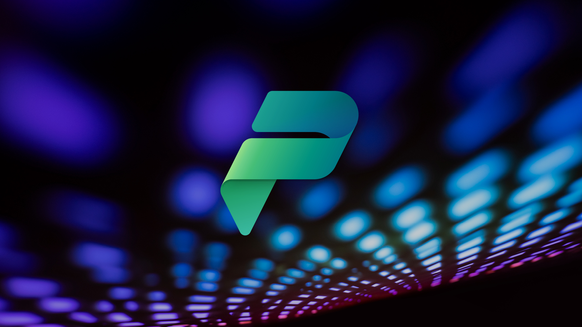Power Platform Logo vor buntem, verschwommenem Lichtmuster