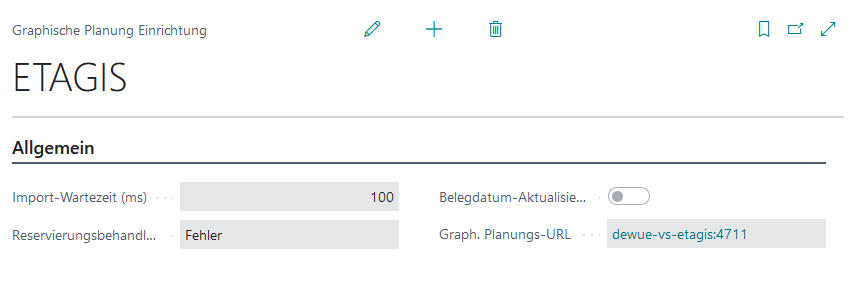 ETAGIS-Einstellungen für grafische Planung mit Wartezeit und Reservierungsoption