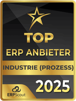 Auszeichnung als Top ERP Anbieter Industrie für 2025 von ERPScout.
