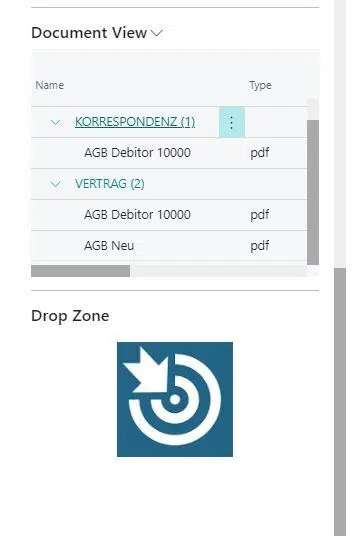 Document view with PDFs and a drop zone icon.