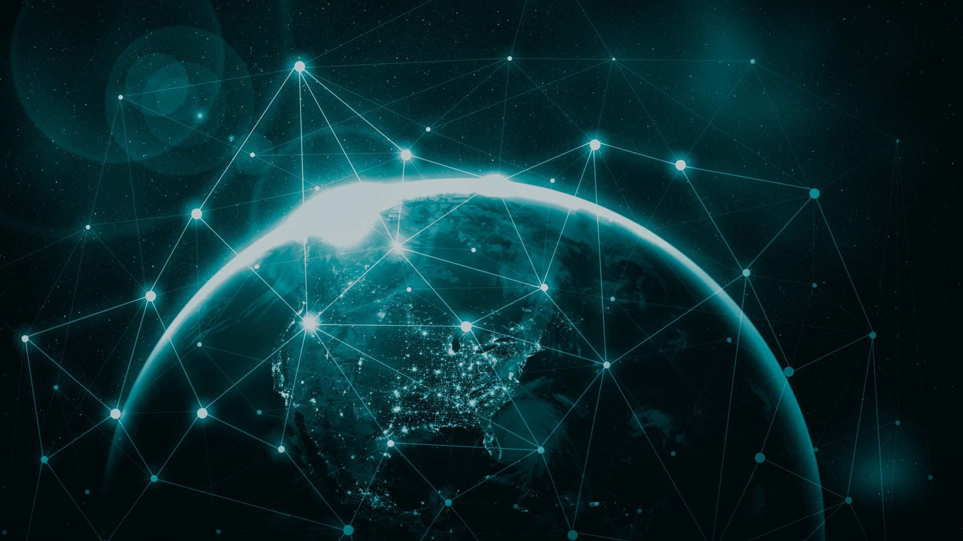 Erde mit digitalem Netzwerk, leuchtende Verbindungspunkte