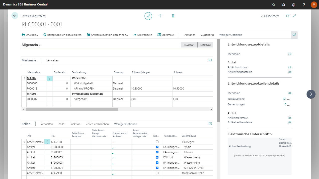 Screenshot von der Anlage eines Artikels in der Research & Development App