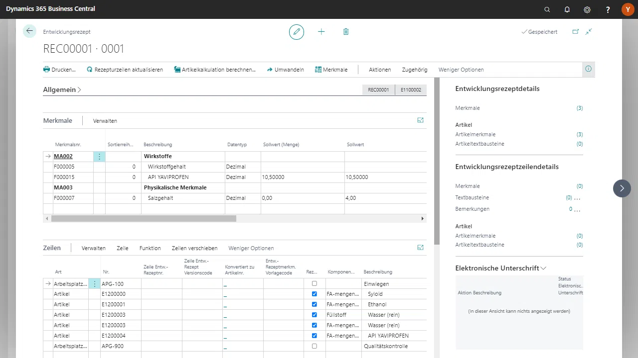 Screenshot von der Anlage eines Artikels in der Research & Development App