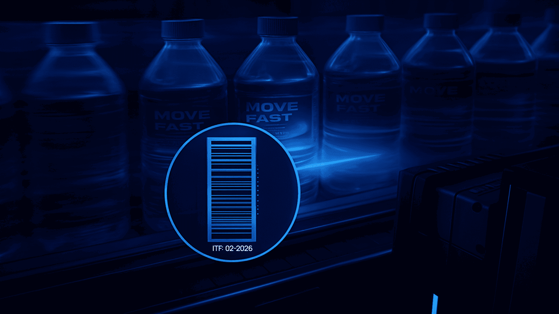 Barcode-Scan von Wasserflaschen mit blauem Licht.