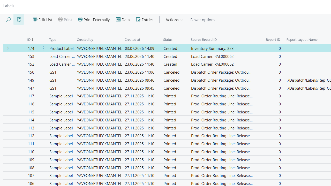 Performance, monitoring and extensibility for label printing processes in Microsoft Business Central