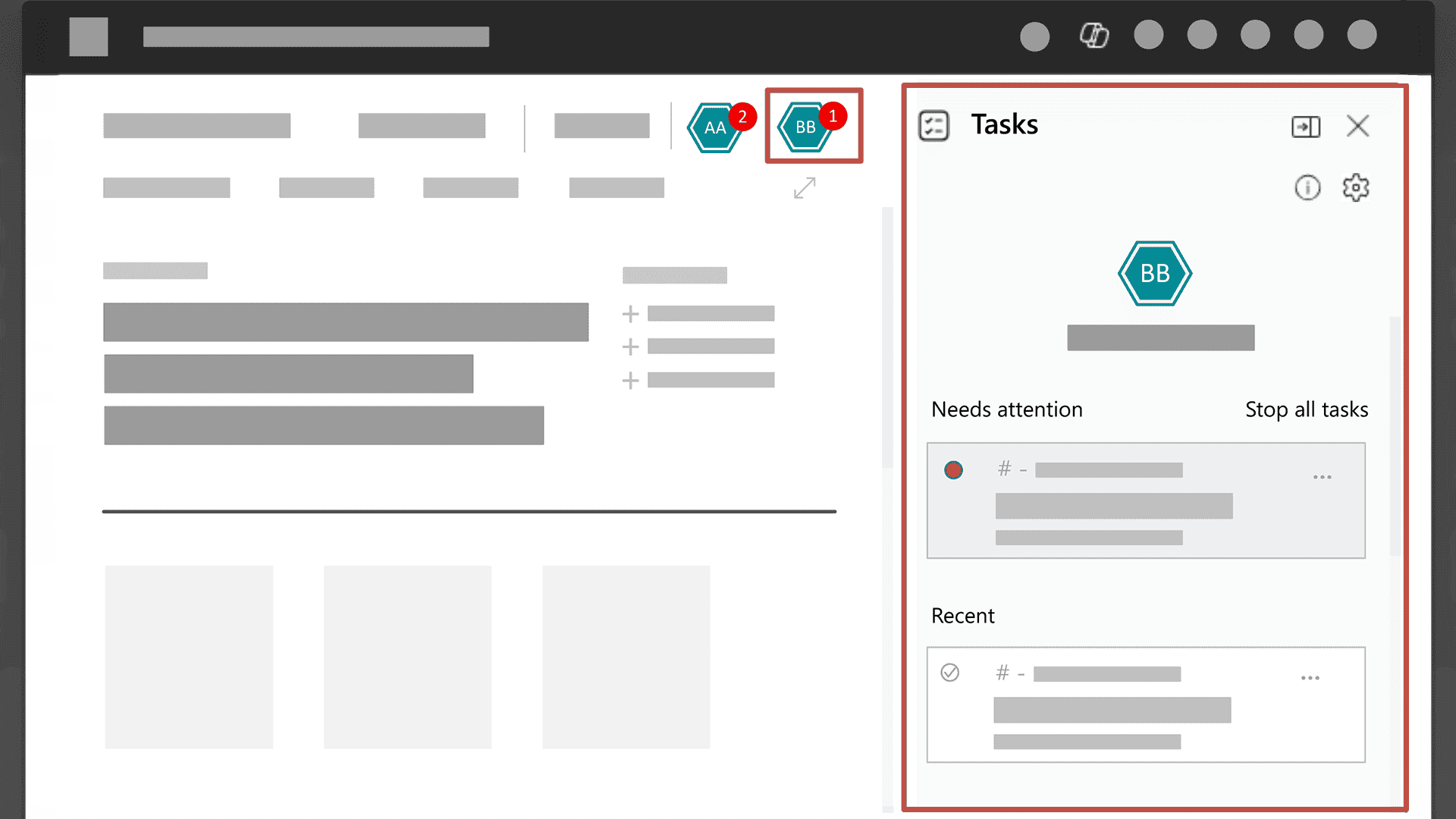User interface with task list and notifications.