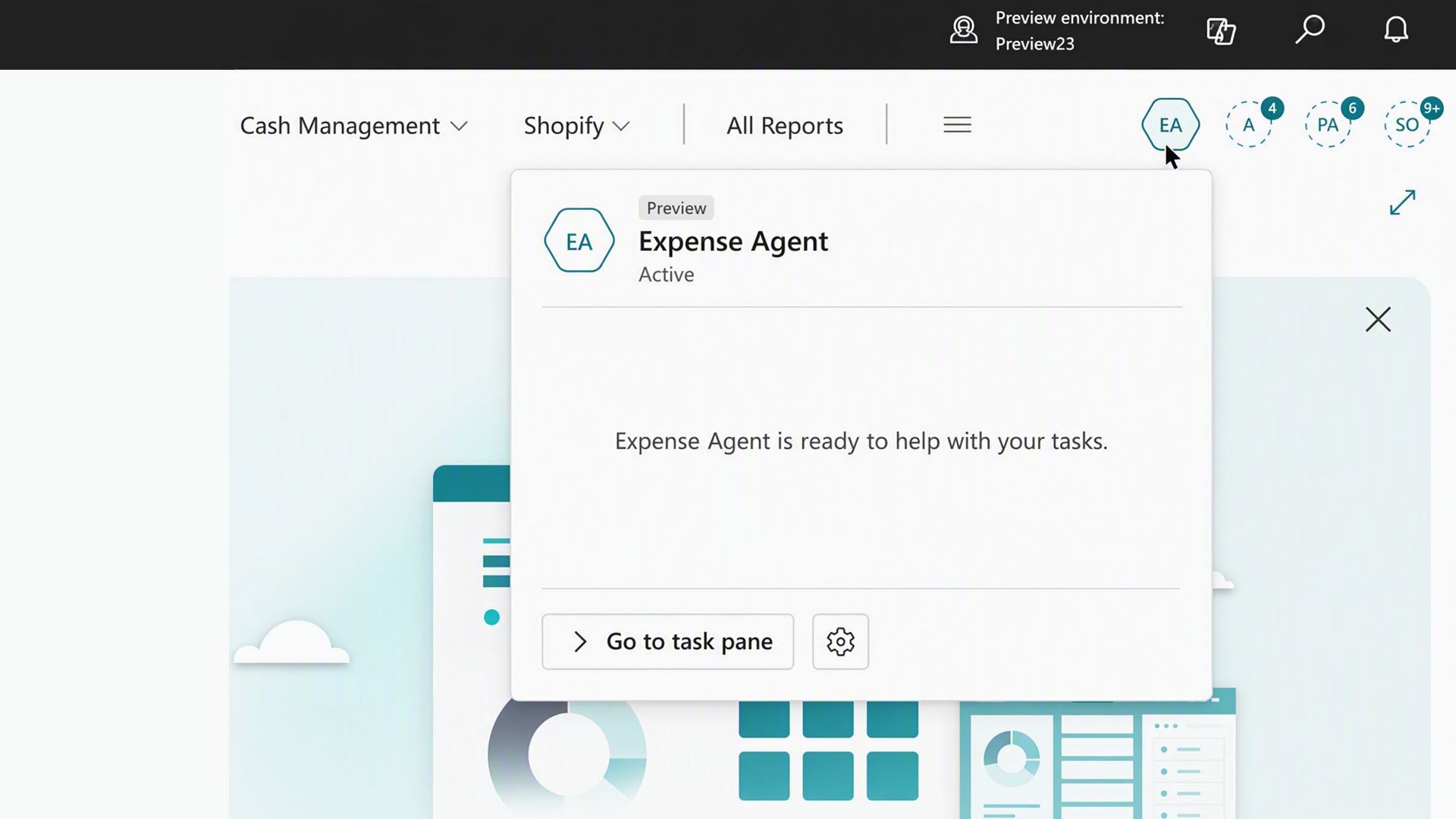 Benutzeroberfläche des Expense Agent in einer Finanzsoftware.