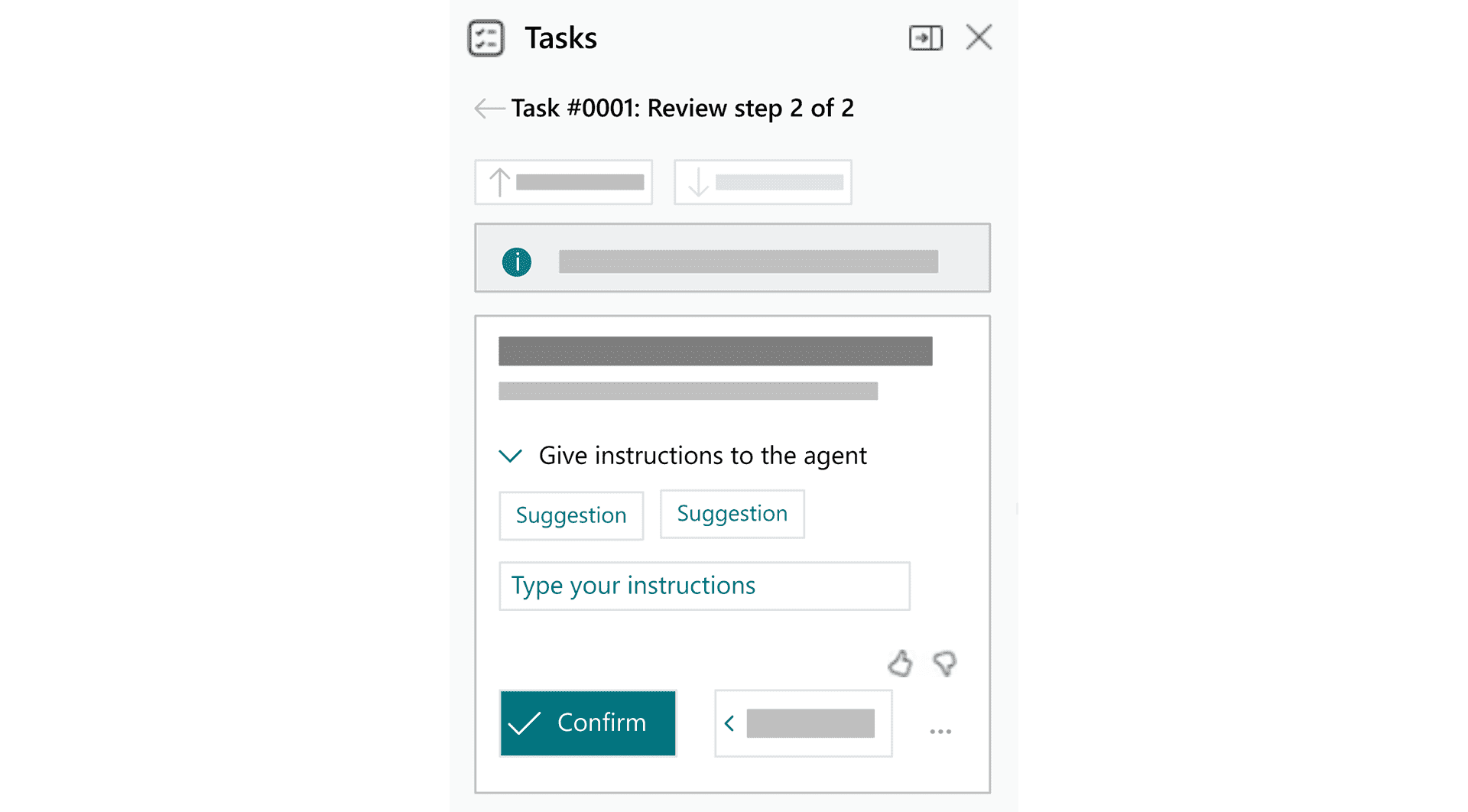 Task review interface with instructions and confirmation option.