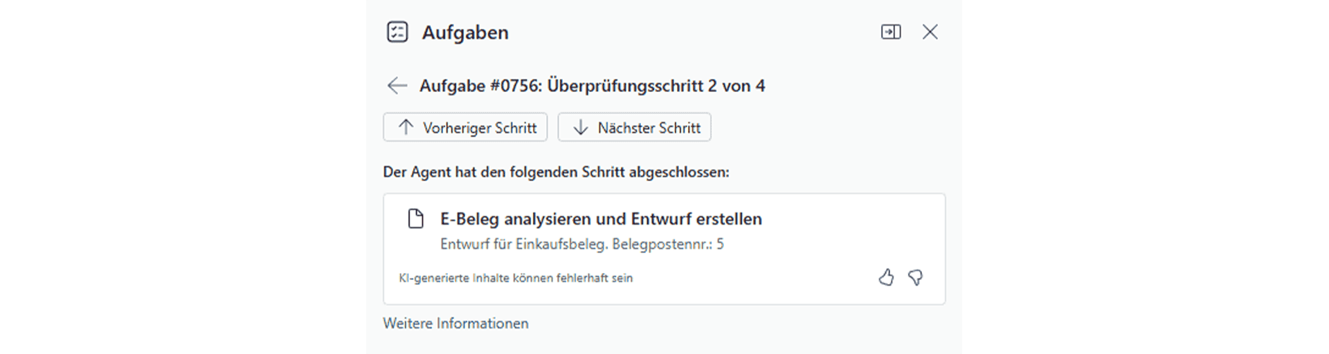 Screenshot wie der Payable Agent Belege analysiert