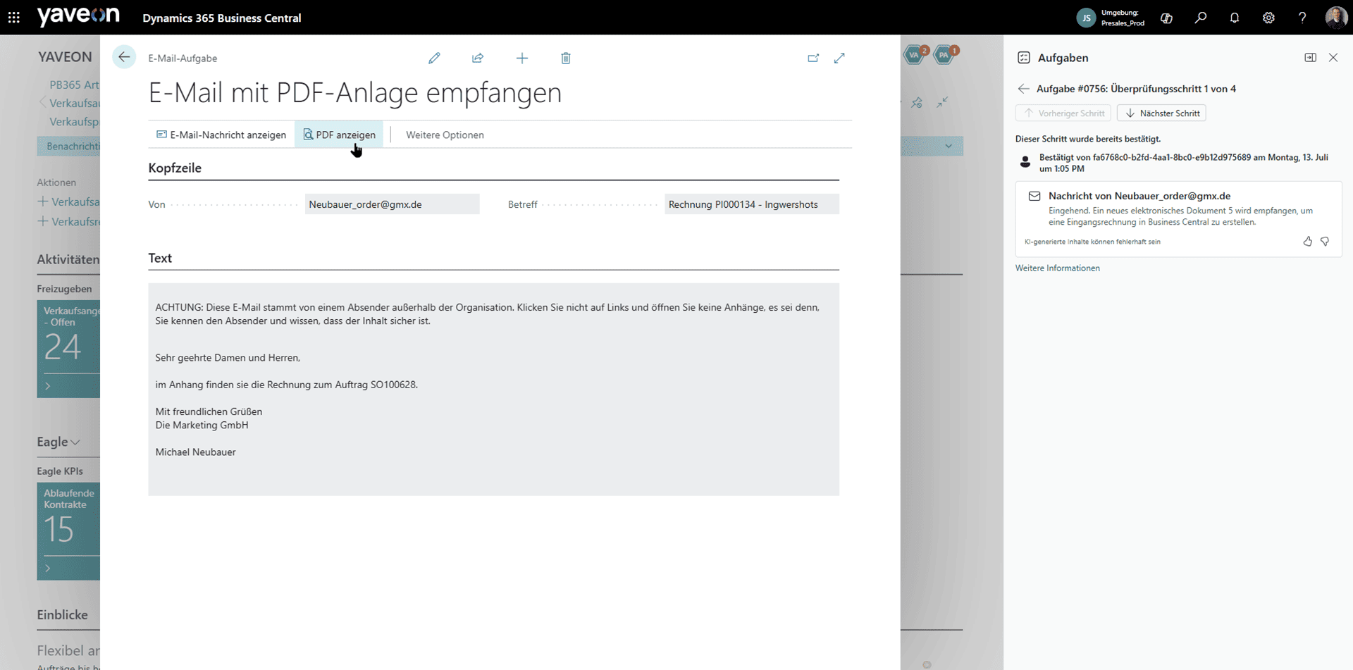 Screenshot of an email task from Payable Agent