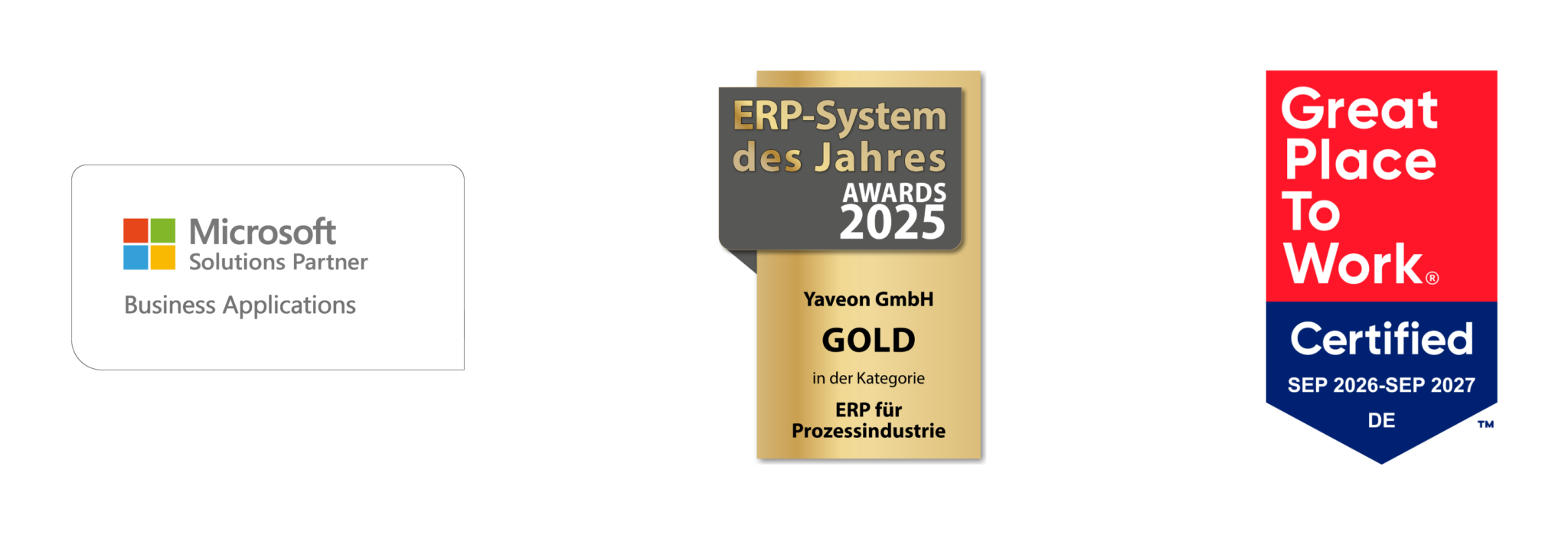 Auszeichnungen Microsoft Partner, Top ERP Prozessindustrie und Great Place To Work