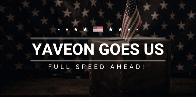 American flag with YAVEON goes US as text