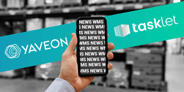 blogheader-partnerschaft-tasklet-und-yaveon Smartphone, auf dem sehr oft News geschrieben steht mit Banner YAVEON & Tasklet im Hintergrund